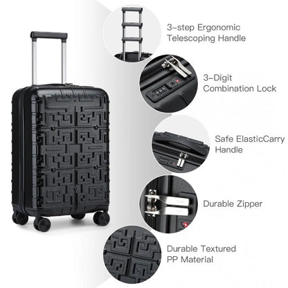 Kono 20 Inch Hard Shell Carry-On Luggage, Lightweight Polypropylene Hardshell Suitcase with Maze Pattern