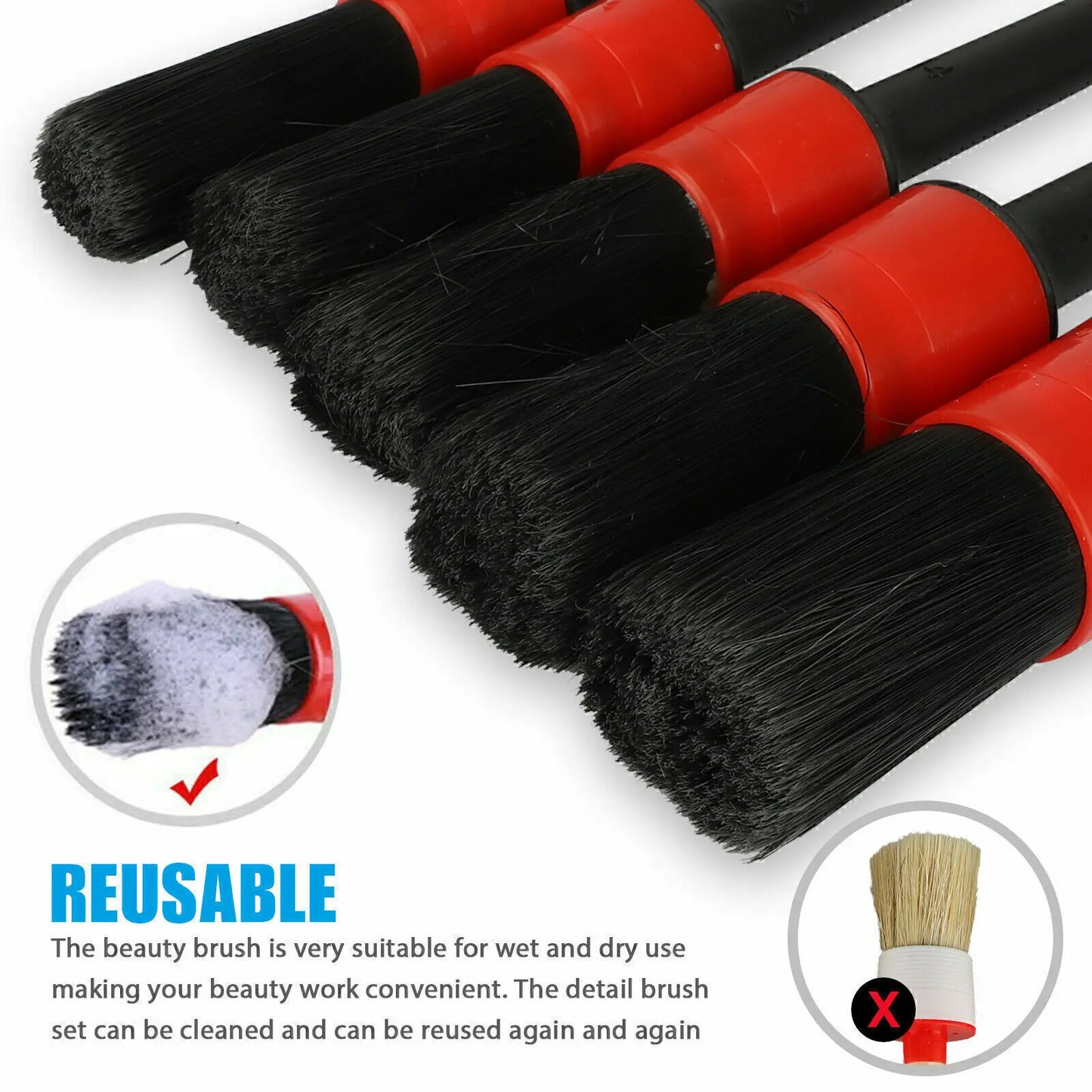 13x Car Detailing Brush Set Soft Brushes Interior Wheel Valet Pro Cleaning Kit