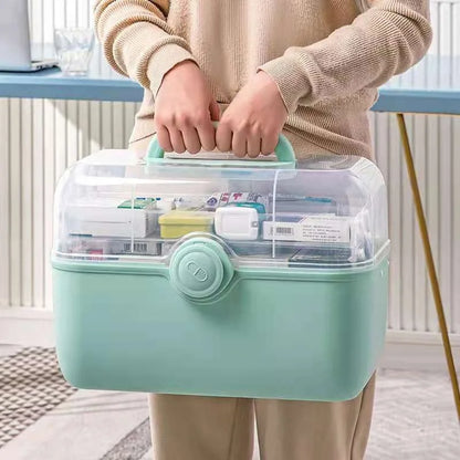 Large Capacity Family Medicine Organizer Box Portable First Aid Kit Medicine Storage Container Family Emergency Kit Box Storage