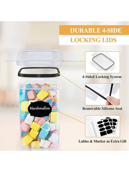 6pcs Closed food storage containers with LIDS, plastic kitchen pantry organization and storage, dry cargo containers for cookies