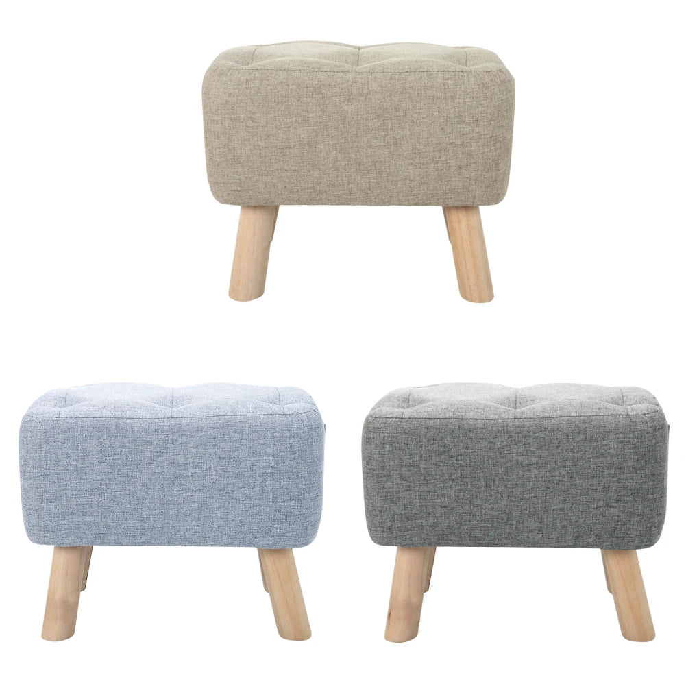 【Breeins】Linen Upholstered Ottoman Footstool with Pocket Chair Sofa Home Decoration