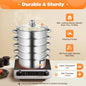 5-Tier Stainless Steel Food Steamer 26cm Meat Vegetable Steamer Pot Kitchen Cookware with Lid