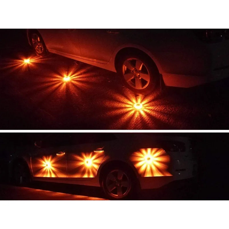 6 Pack LED Road Flare Emergency Light Roadside Safety Beacon Pan Flash Warning Light Kit for CarsTrucks Boats | 9 Flashing Modes