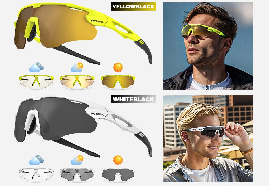VICTGOAL Photochromic Cycling Sunglasses for Men Women Sports UV400 Protection Bicycle Eyewear MTB Mountain Road Bike Eyeglass