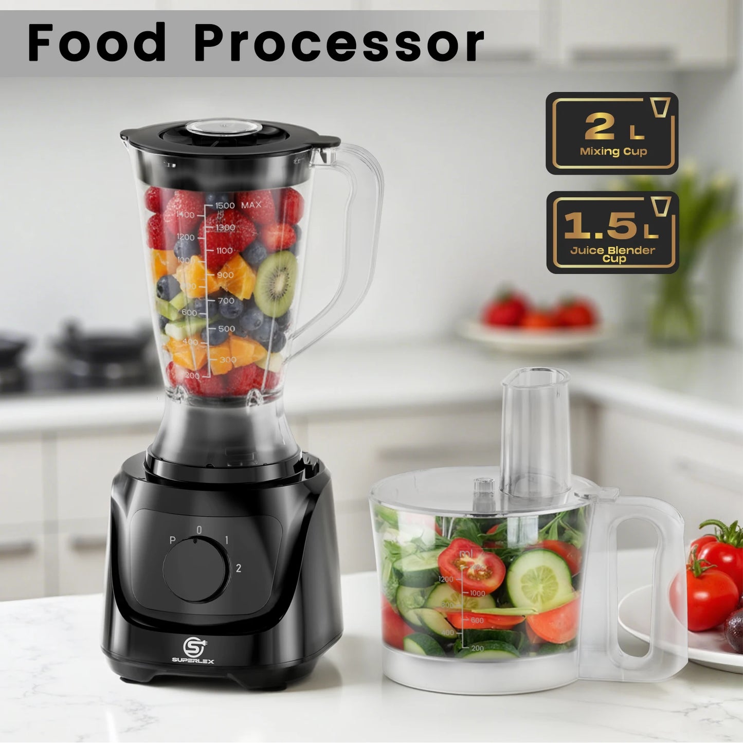 SUPERLEX 10-in-1 Multifunctional Blender for Mixing Food 2L 800W Fully Equipped Adjustable Speed Fruit Food Breaking Machine New