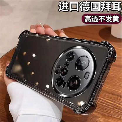 For Xiaomi 15 Ultra Case Magnetic Holder Luxury Plating Airbag Soft Silicone Transparent Camera Protection Shockproof Back Cover