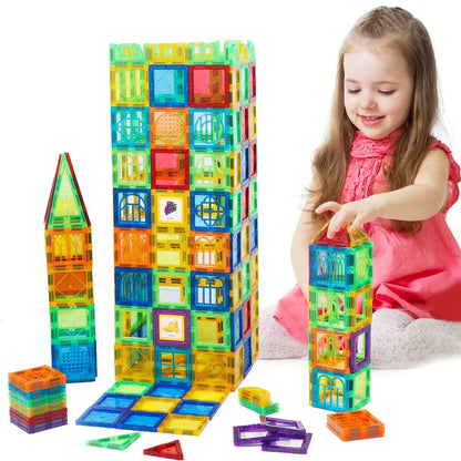 Magblock 86pcs Magnetic Building Blocks Construction Set Magnet Tiles Boys Girls Montessori Educational Game Toys For Kids Gifts