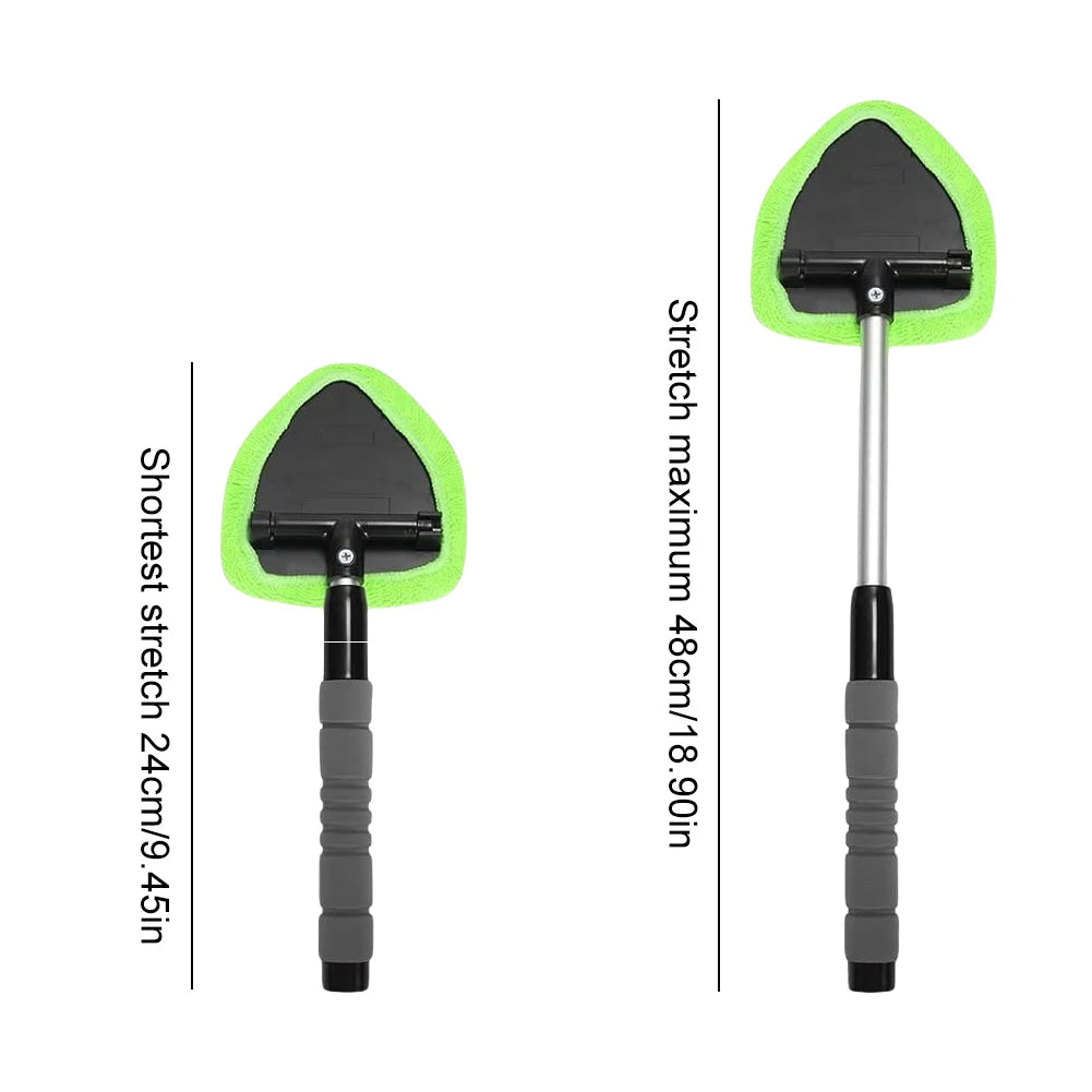 Windshield Cleaner with 2 Microfiber Pads Windshield Cleaning Tool Extendable Handle Windshield Washer Brush for Car & Home Use
