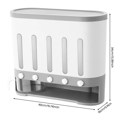 Cereal Dispenser Rice Grain Dry Food Storage Container Kitchen Wall Mounted Box Homes, Kitchens For Rice, Mung Beans, Flour