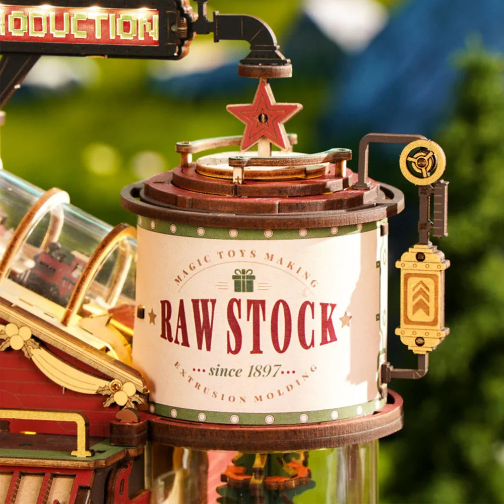 Robotime Rokr Dream Gift Factory 3D Wooden Puzzles Wooden Music Box Christmas Wooden Model Kits Build Best Gifts for Kids Adults