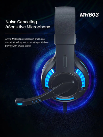 Pro Gaming Headset with Microphone, LED Lights, Bass Stereo Sound for PC PS5 PS4 Xbox, Computer Video Game Headphones Gifts for