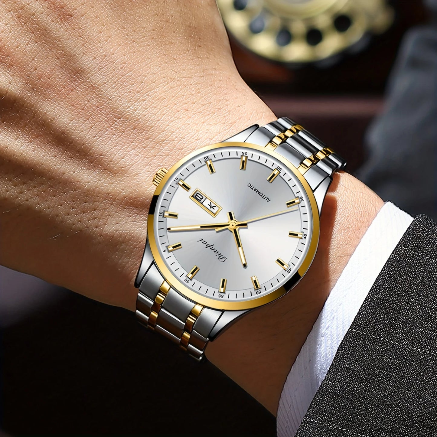 Dianpai Classic Business Men's Fully Automatic Stainless Steel Mechanical Movement Men's Night Light Versatile Watch