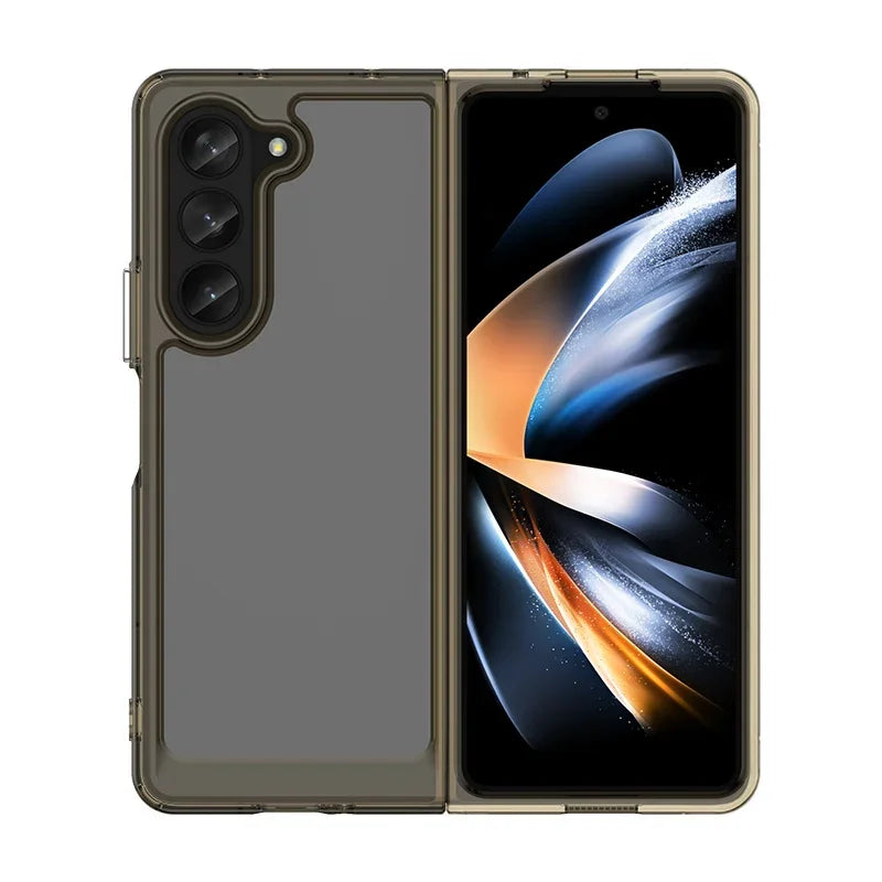 Colorfull Transparent TPU Case for Samsung Galaxy Z Fold 5 4 3 5G Protective Cover Shockproof Funda Coque 케이스