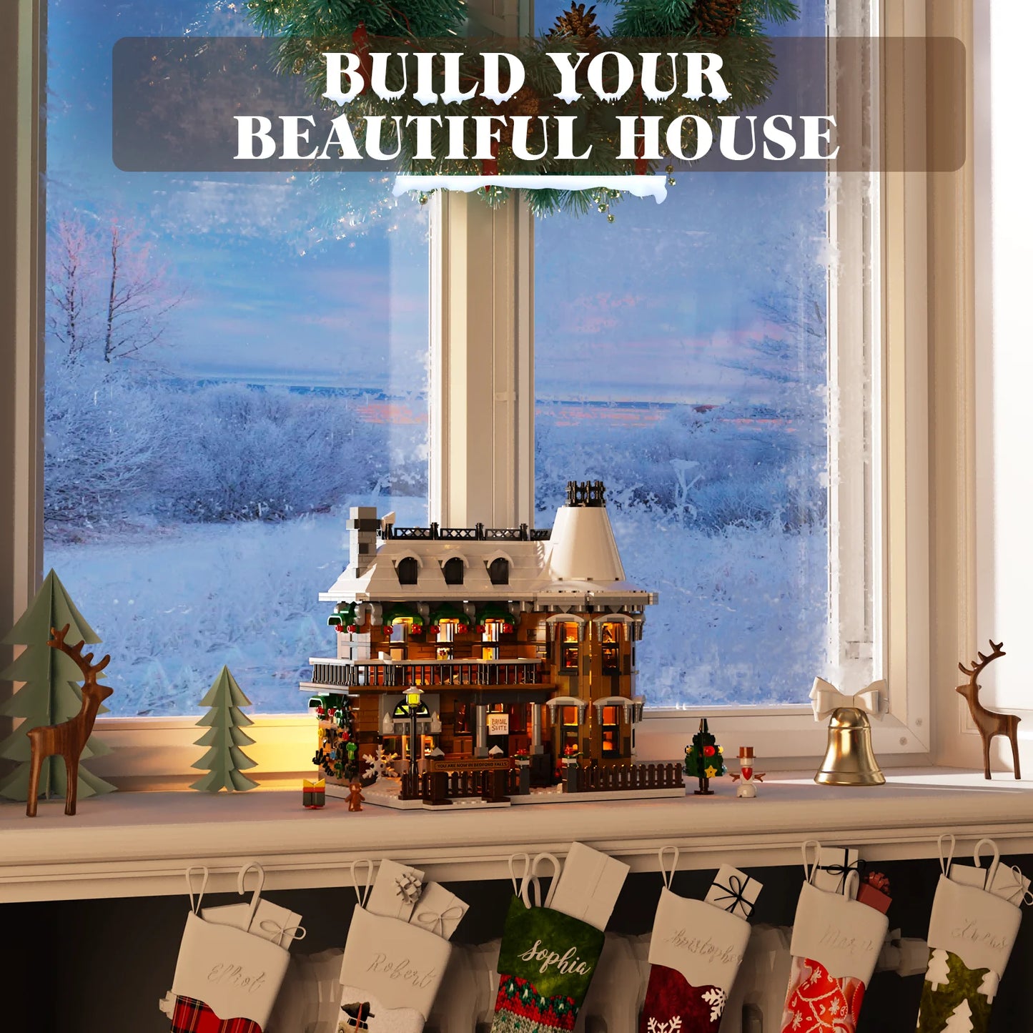 Wonderful Life House Building Block Set Castle Apartment Model Collection Christmas Decoration Brick Toy for Adults Holiday Gift