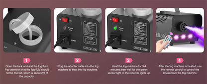 Fieryzeal 500W Fogger Stage RGB LED Effect DJ Smoke Machine Disco Wedding Fogger Machine Stage lights