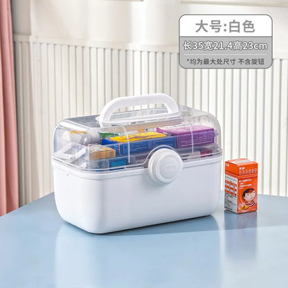 Large Capacity Family Medicine Organizer Box Portable First Aid Kit Medicine Storage Container Family Emergency Kit Box Storage