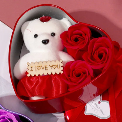 Bear Soap Rose Gift Box Valentines Day Flower Love Box Bears Bouquet Wedding Birthday Home Party Decoration
