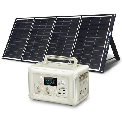 ALLPOWERS Solar Panel kit 100W 140W 200W Portable Solar Charger with Portable Power Station 600W  LiFePO4 Battery Generator UPS
