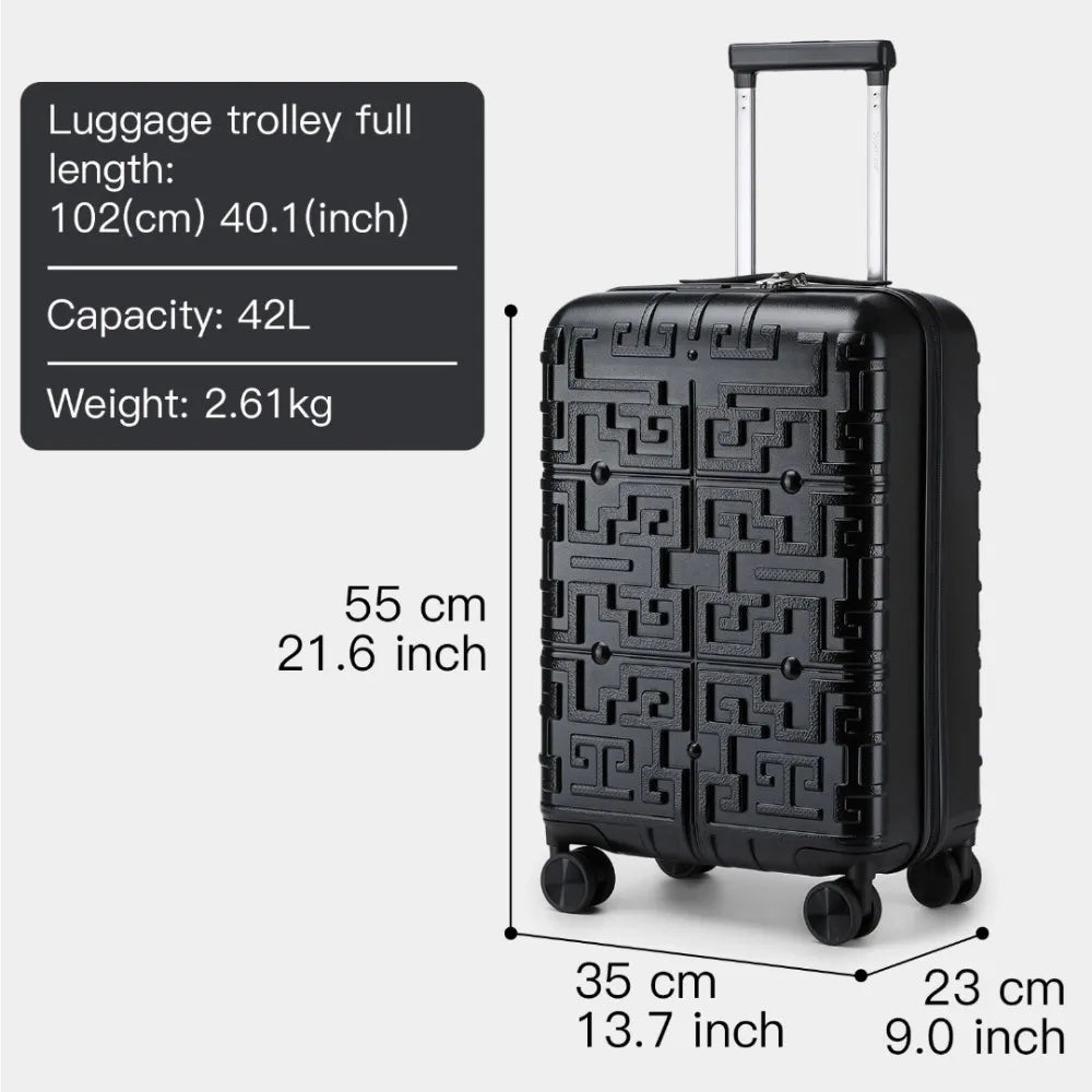 Kono 20 Inch Hard Shell Carry-On Luggage, Lightweight Polypropylene Hardshell Suitcase with Maze Pattern