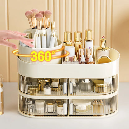 Large Capacity Makeup Organizer With Drawer - Dustproof Cosmetic  Box For Brushes, Lipsticks & More - Hypoallergenic Plastic, °