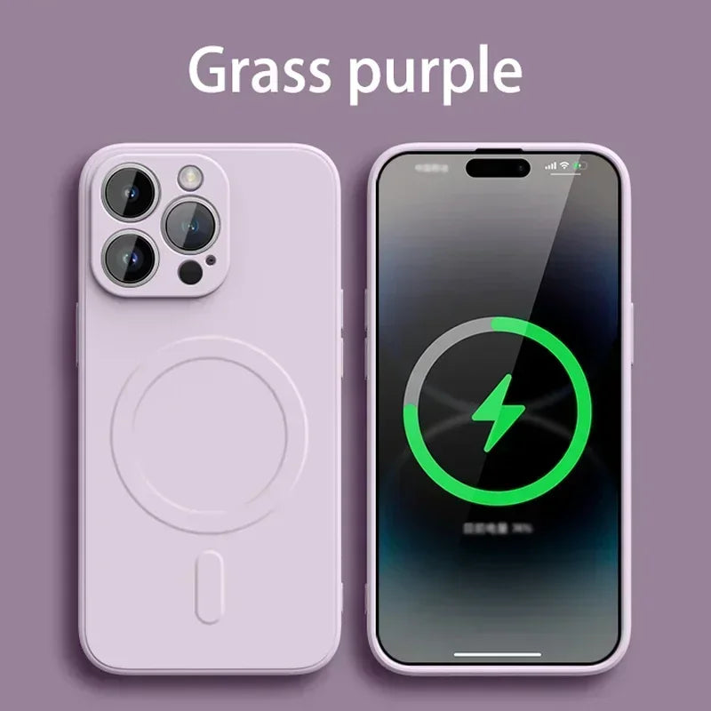 Liquid Silicone Case For iPhone 16 17 15 14 13 12 11 Pro Max Plus Mini Air For Magsafe Magnetic Wireless Charge Soft Cover funda