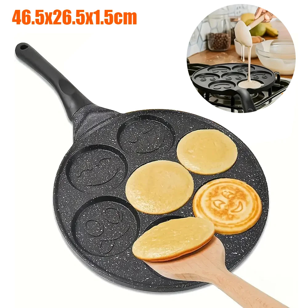 26.5cm Frying pan Cute Egg Pancake Pan Seven-Hole Smiley Frying Pan For Gas stove Induction Cooker Nonstick Pancake Pans