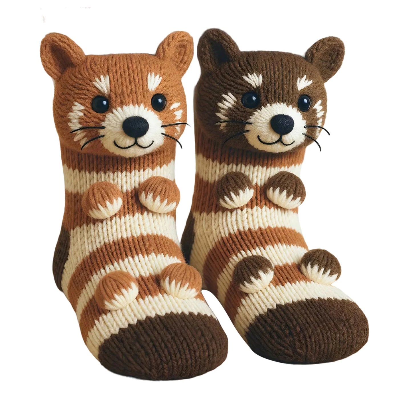 Crochet Animal Socks Breathable Hand Crocheted Plush Socks Moisture Wicking 3D Knit Warm Socks for Animal Lovers