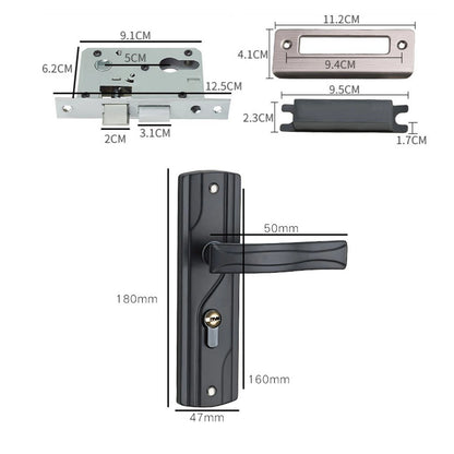 Door Handle Lock Manganese Steel Silent Bearing Universal Door Lever Lock Set with Keys for Home Bedroom
