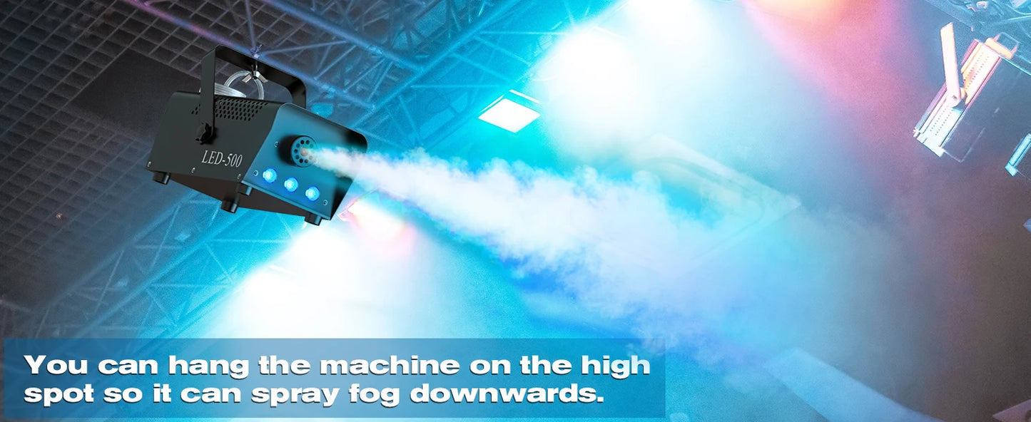 Fieryzeal 500W Fogger Stage RGB LED Effect DJ Smoke Machine Disco Wedding Fogger Machine Stage lights