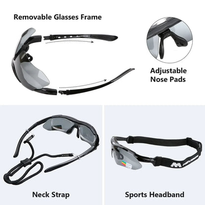 MOVIGOR 5 Lens Polarized Cycling Glasses Sports Men Sunglasses Road Bicycle Goggles Mountain Bike Riding Protection Eyewear set