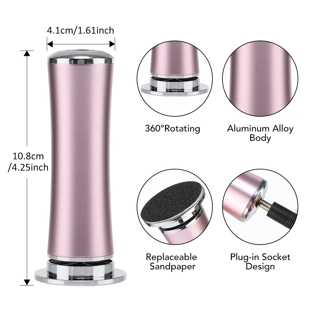 Wireless Foot Care File Leg Heels Remove USB Rechargeable Dead Skin Pedicure Tool with Replacement Sandpaper Foot Care Tool