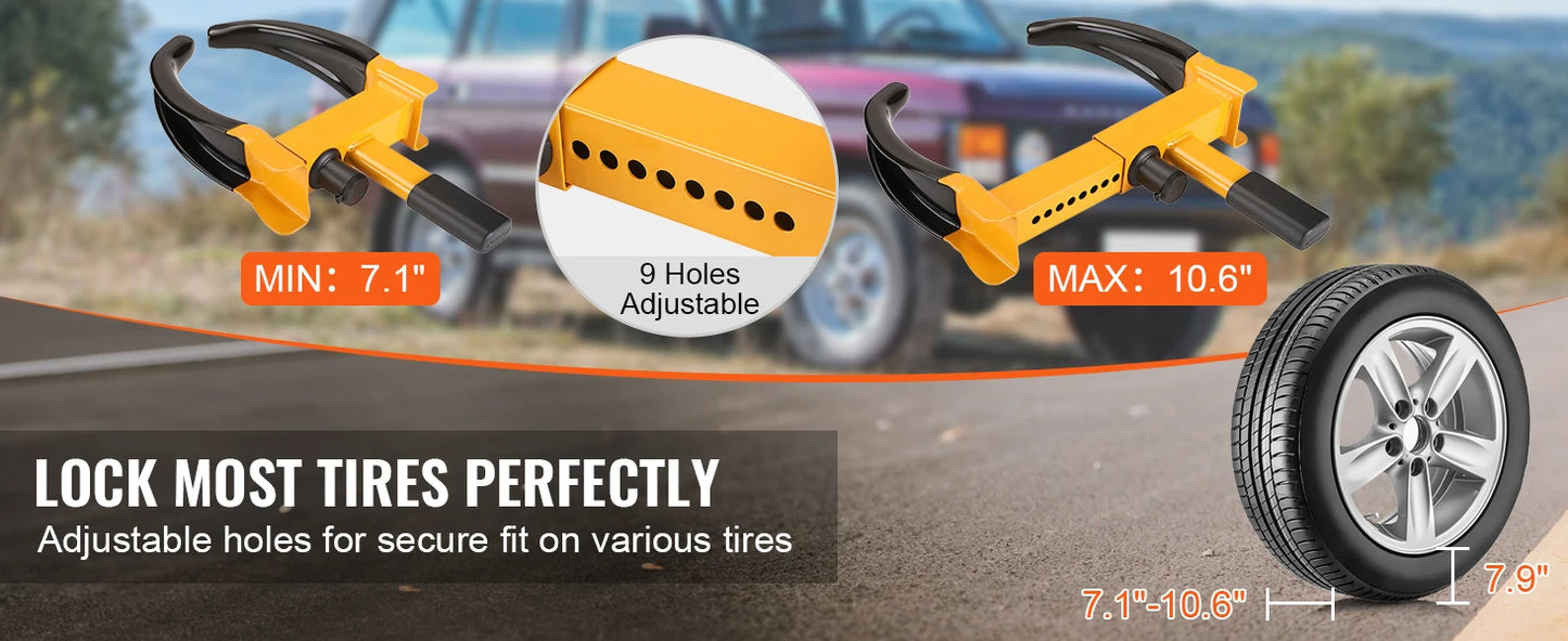 SucceBuy Wheel Lock 2 Packs Universal Wheel Clamp Lock Adjustable Anti Theft Trailer Lock Wheel Clamp Steel Tire Lock for ATV