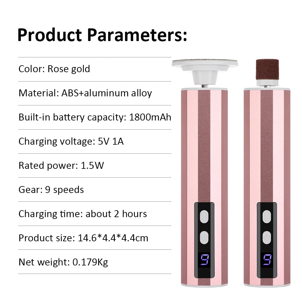 Wireless Foot Care File Leg Heels Remove USB Rechargeable Dead Skin Pedicure Tool with Replacement Sandpaper Foot Care Tool