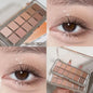 12-Color Low Saturation Eyeshadow Palette All Matte Tea Apricot Eye Makeup Palette Daily Earth Makeup Long Lasting Eye Shadows