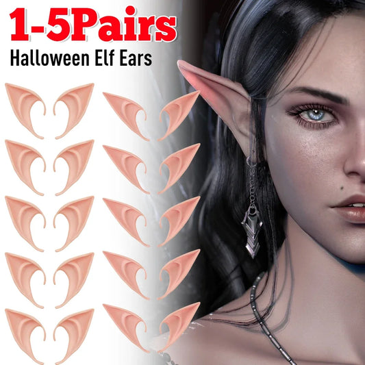 1-10Pairs Halloween Elf Ears,Latex Ears for Angel,Halloween Cosplay Decoration,Masquerade Costume,Fairy Photo Props for Girl