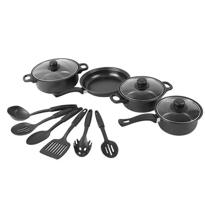 12-Piece High-Quality Non-Stick Cookware Set Deep Frying Pan with Lid Milk Pot Maifan Stone Frying Pan Cooking Pot Set