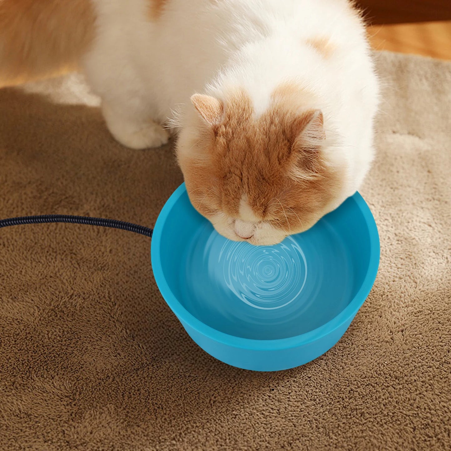 Heated Water Bowl 3.2 L Heated Pet Water Bowl Anti-Freeze Heated Pet Water Dish Provides Drinkable Water in Winter for Dog & Cat
