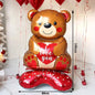60in Standing Cute Love Teddy Bear-Shaped Balloon for Romantic Valentine's Day Proposal Wedding Birthday Party Decoration