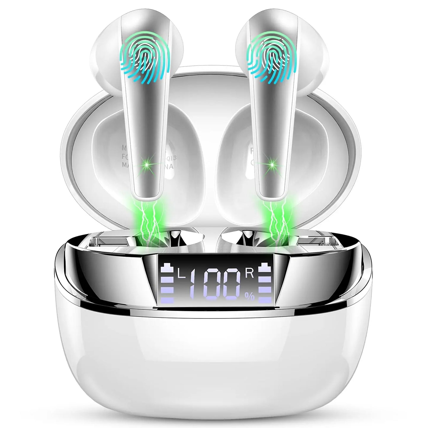 Wireless Earbuds, Bluetooth 5.3 Headphones Sports Headphones In Ear with ENC Noise Cancelling Mic, 30H Playback , LED Display.