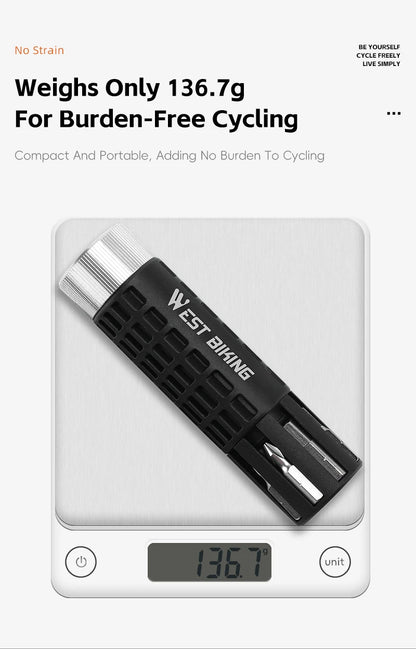 WEST BIKING Mini Ratchet Wrench Vacuum Portable Tubeless Tool Set Bicycle Motorcycle Emergency Multitool Tire Repair Kit E-Bikes