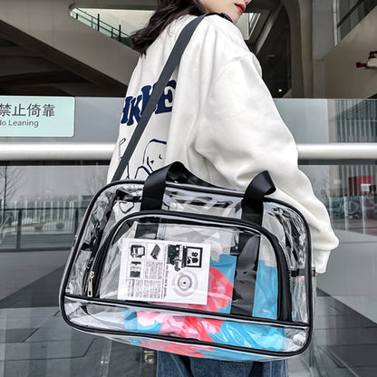 Transparent PVC Weeks Travel Duffel Bag Large Capacity Hand Luggage Bag Lightweight Portable Multifunctional for Swimming Hiking