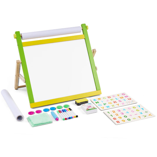 SucceBuy Tabletop Children Magnetic Drawing Board 3-in-1 Double-Sided Wooden Kids Art Easel with Painting Accessories for Girls
