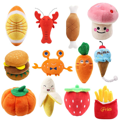 1Pc Pet Toys Fruit Animals Cartoon Dog Toy Stuffed Squeaking Cute Plush Puzzle for Dogs Cat Chew Squeaker Squeaky Toy