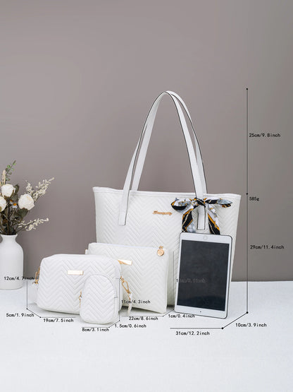 Wave pattern daily commuting large capacity tote bag handbag four piece set fashion trend personality change camera bag