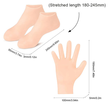 Silicone Anti Crack Foot Mask Prevents Dryness Foot & Hand Spa Mask Pedicure Socks & Moisturizing Gloves for Feet/Hand Care