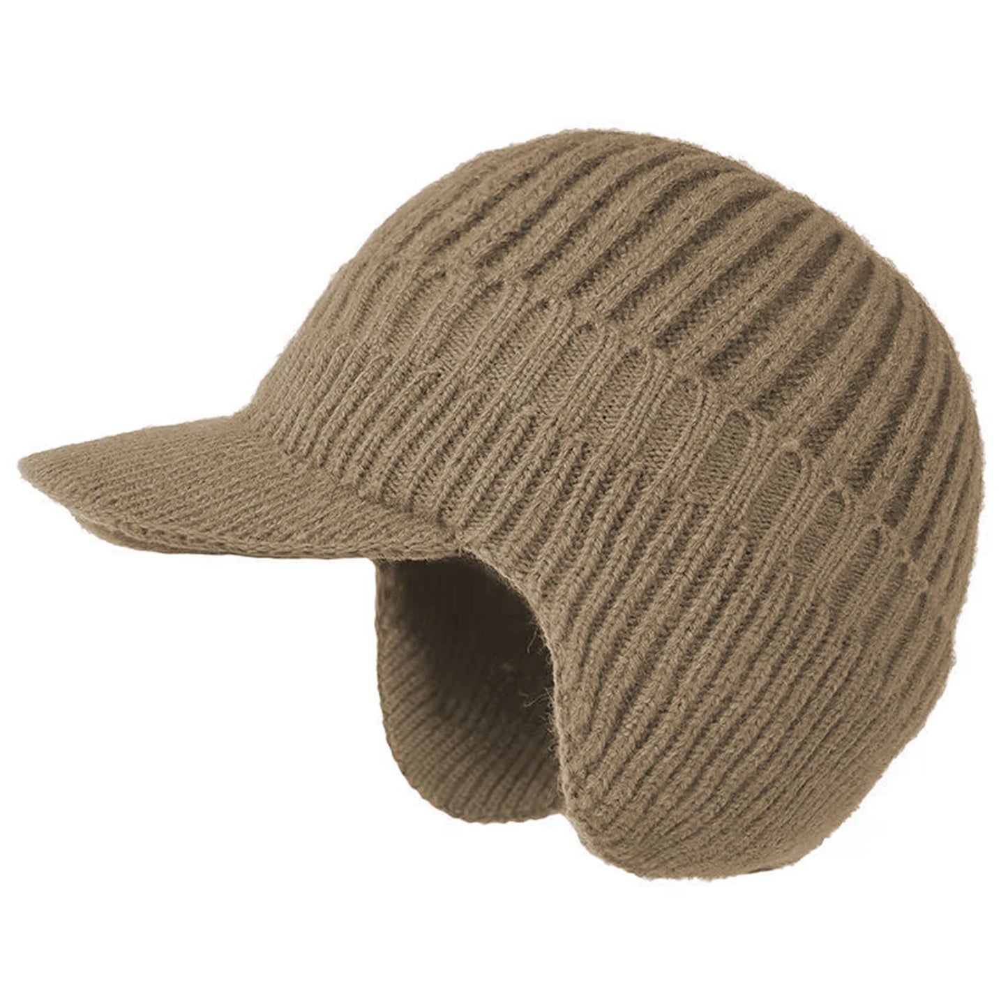 Winter Warm Fleece Lined Knit Hat W/Brim & Ear Flaps Stocking Caps Soft Beanie Hat For Women Men for Cold Weather Outdoor Sports