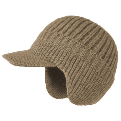 Winter Warm Fleece Lined Knit Hat W/Brim & Ear Flaps Stocking Caps Soft Beanie Hat For Women Men for Cold Weather Outdoor Sports