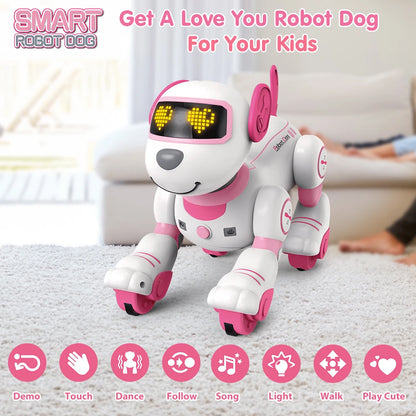 VATOS RC Robot Electronic Dog Toy Stunt Voice Command Puppy Programmable Touch-Sense Music Robot Dog Toy Christmas Gift for Kids
