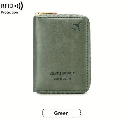 RFID Blocking Passport Holder with Zipper Travel Credit Card Bag - Multifunctional Document Organizer