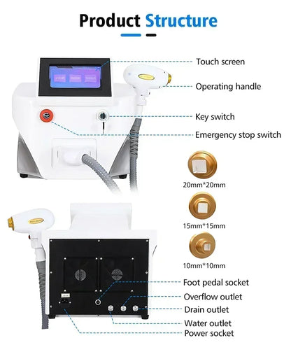 808 Diode Laser Hair Removal Machine 755 808 1064nm Wavelengths Cooling Head Painless Laser Epilator Face Body Hair Removal